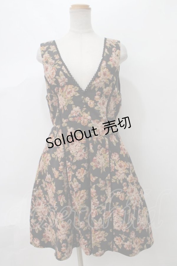 画像1: 【SALE】axes femme / ベルト付き花柄ジャンドレ M 黒 Y-24-03-12-125-AX-OP-SZ-ZT328 (1)