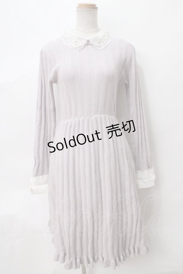 画像1: axes femme POETIQUE / 付け襟ニットワンピース M ピンク Y-24-03-13-098-AX-OP-SZ-ZI (1)