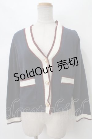 画像: axes femme / 配色カットカーデ M 紺 Y-24-03-15-065-AX-TO-SZ-ZT336