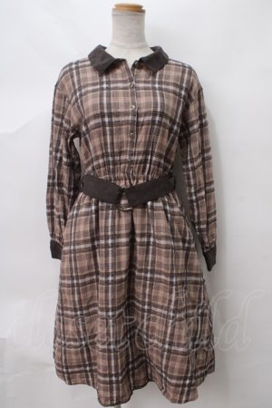 画像: axes femme / モールチェック柄シャツワンピース M チャ Y-24-03-15-107-AX-OP-SZ-ZT318