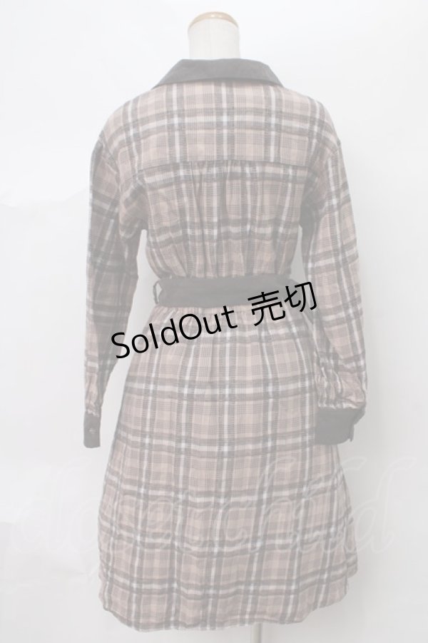 画像2: 【SALE】axes femme / モールチェック柄シャツワンピース M チャ Y-24-03-15-107-AX-OP-SZ-ZT318 (2)