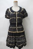 画像1: axes femme / ドットボーダー柄ワンピース M 紺 Y-24-03-15-120-AX-OP-SZ-ZI (1)