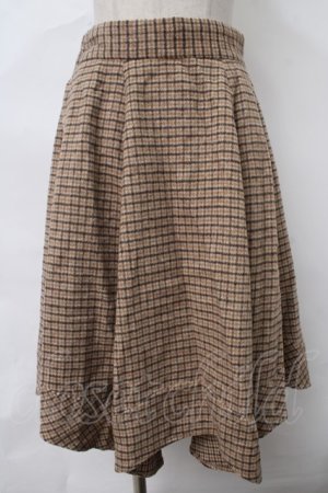 画像: axes femme / 千鳥イレヘムスカート M キャメル Y-24-03-15-143-AX-SK-SZ-ZT136