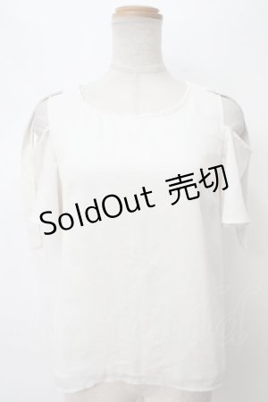 画像: evelyn / 肩開きリボントップス M オフ Y-24-03-23-052-LO-TO-SZ-ZI