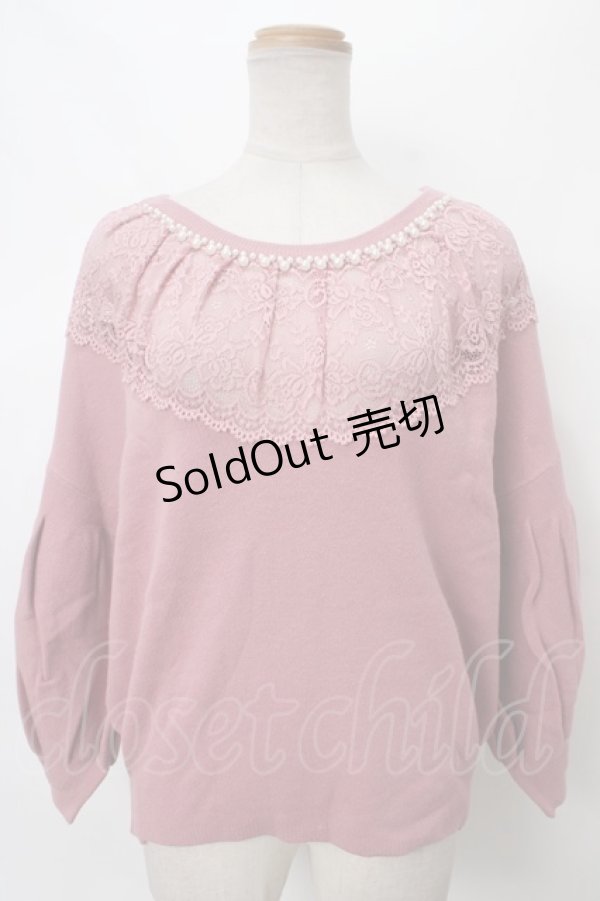 画像1: axes femme / レース使ボリュームニットプルオーバー M アワピンク Y-24-04-01-060-AX-TO-SZ-ZI (1)