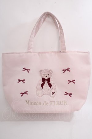 画像: Maison de FLEUR / ベア刺繍トートバッグ F ピンク Y-24-04-07-045-LO-BG-SZ-ZY