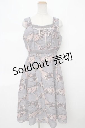 画像: axes femme / ヴィンテージマップ柄ワンピ M グレー Y-24-04-10-126-AX-OP-SZ-ZT340
