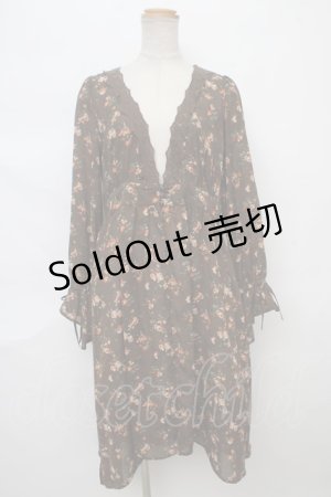 画像: axes femme / 花柄フィッシュテールガウン M 茶 Y-24-04-13-133-AX-TO-SZ-ZT157