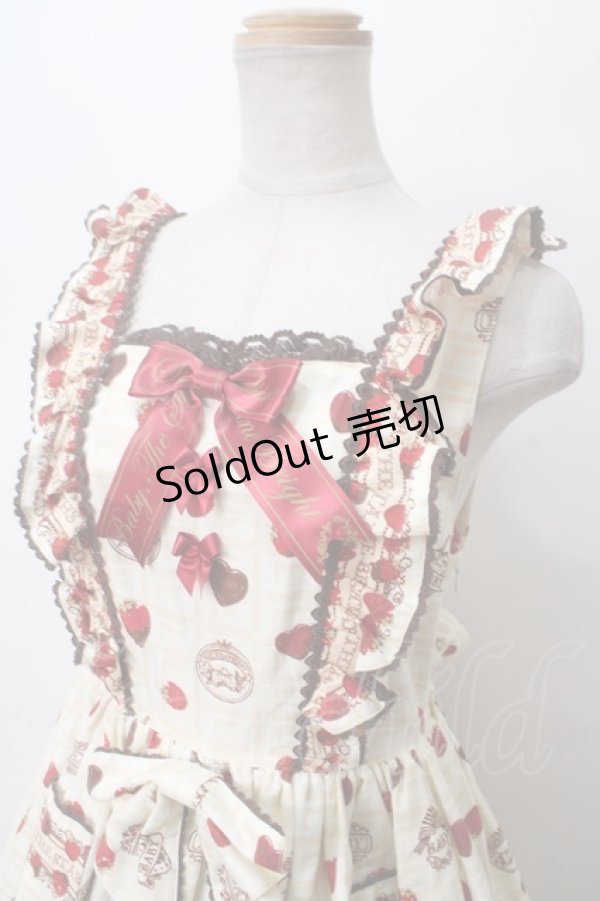 画像3: BABY,THE STARS SHINE BRIGHT / Strawberry Loves Chocolate柄エプロンフリルジャンパースカート・カチューシャセット  生成り Y-24-05-06-144-BA-OP-SZ-ZY (3)