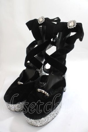 画像: Swankiss / EV laceup velour heels L 黒 Y-24-05-10-031-CA-SH-SZ-ZY