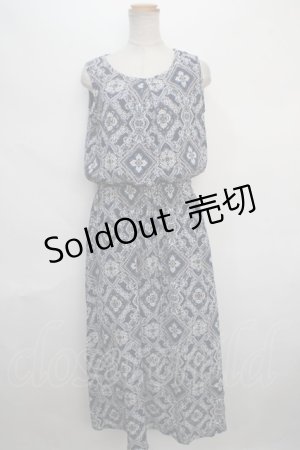 画像: axes femme / バンダナ柄ワンピース M 紺 Y-24-05-13-121-AX-OP-SZ-ZT312