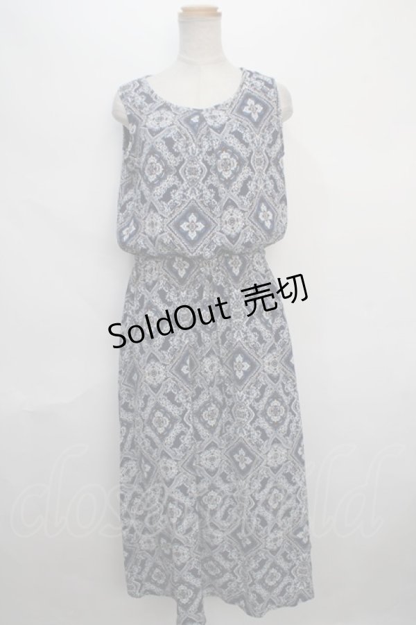 画像1: axes femme / バンダナ柄ワンピース M 紺 Y-24-05-13-121-AX-OP-SZ-ZT312 (1)