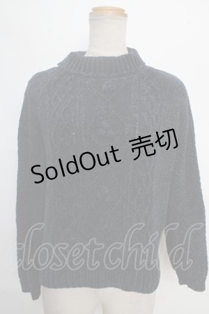 画像: F&A / ベロア調ケーブルニット  紺 Y-24-05-18-076-LO-SK-AS-ZT426