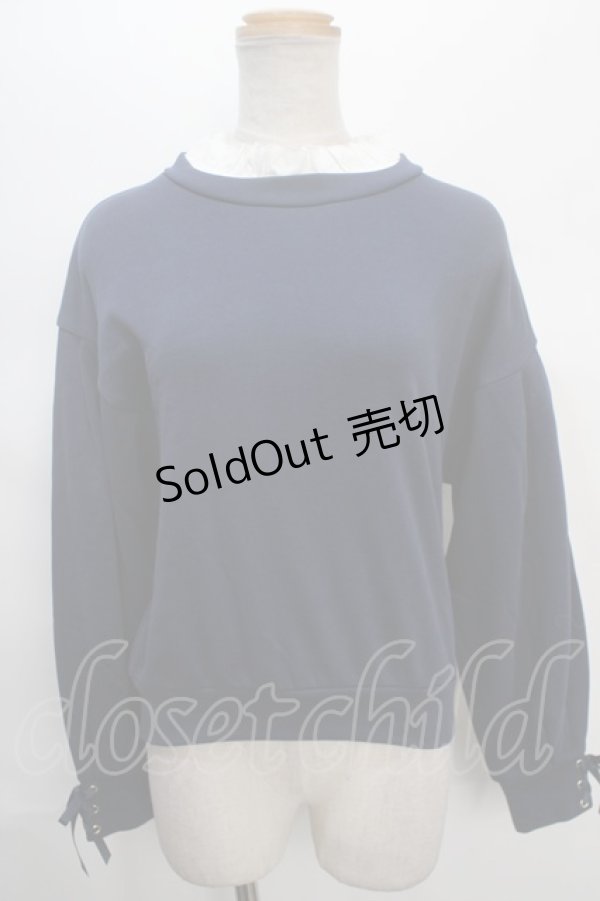 画像1: Fi.n.t  / フリル衿付きスウェットプルオーバー F ネイビー Y-24-05-20-081-LO-TO-SZ-ZT380 (1)