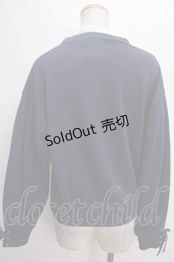 画像2: Fi.n.t  / フリル衿付きスウェットプルオーバー F ネイビー Y-24-05-20-081-LO-TO-SZ-ZT380 (2)