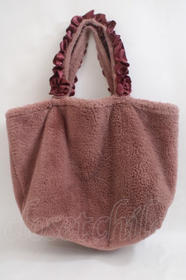 画像2: Maison de FLEUR / BAGファーフリルハンドルトートーバッグ F ダークピンク Y-24-05-25-009-LO-BG-SZ-ZT-K012 (2)