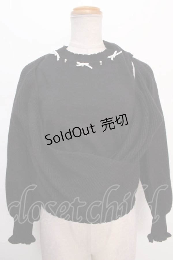 画像1: axes femme POETIQUE / カシュクールレイヤードプルオーバー M 黒 Y-24-06-08-062-AX-TO-SZ-ZT222 (1)