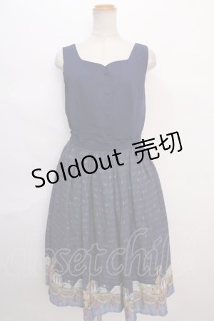 画像: axes femme POETIQUE / パルティシオン柄ワンピース M 紺 Y-24-06-08-122-AX-OP-SZ-ZT225