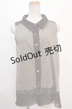 画像: axes femme / シースルーノースリーブブラウス M グリーン Y-24-06-08-152-AX-BL-SZ-ZT019