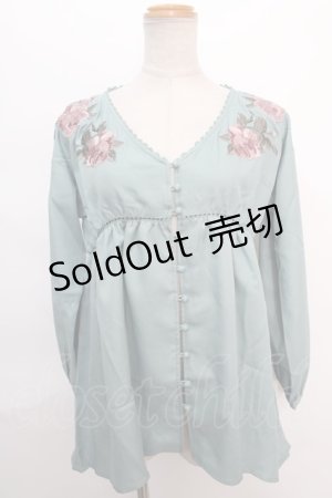 画像: axes femme NOSTALGIE / 刺繍ブラウス M グリーン Y-24-06-11-063-AX-BL-SZ-ZT008