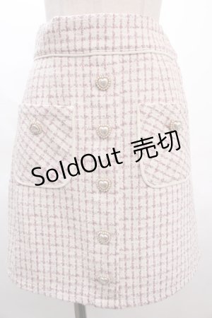 画像: Honey Cinnamon / ハートボタンツイード台形スカート F ピンク Y-24-06-14-118-LO-SK-SZ-ZT321