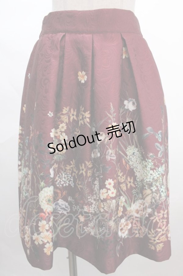 画像1: axes femme / ジャカードプリントスカート M ワイン Y-24-06-17-154-AX-SK-SZ-ZT015 (1)