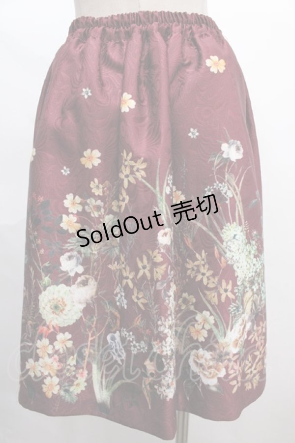 画像2: axes femme / ジャカードプリントスカート M ワイン Y-24-06-17-154-AX-SK-SZ-ZT015 (2)