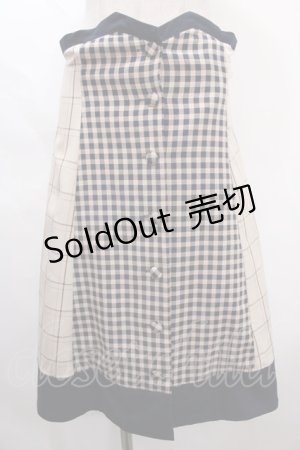 画像: axes femme POETIQUE / チェックバイカラースカート M 紺 Y-24-06-17-159-AX-SK-SZ-ZT048