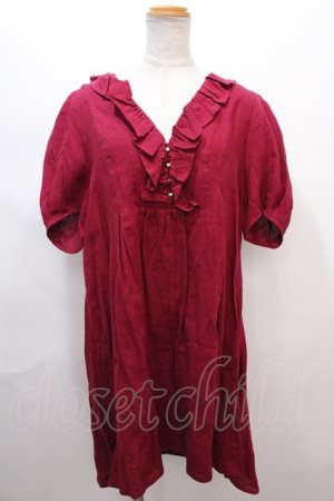 画像: Franche Lippee / ねこボタンワンピース M ボルドー Y-24-06-22-137-LO-OP-SZ-ZT384