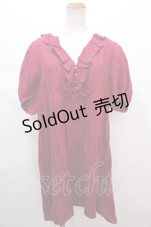 画像: Franche Lippee / ねこボタンワンピース M ボルドー Y-24-06-22-137-LO-OP-SZ-ZT384
