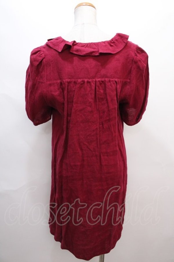 画像2: Franche Lippee / ねこボタンワンピース M ボルドー Y-24-06-22-137-LO-OP-SZ-ZT384 (2)