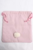 画像2: Maison de FLEUR / ラビット刺繍巾着  ピンク Y-24-06-27-006-LO-ZA-SZ-ZT-K015 (2)