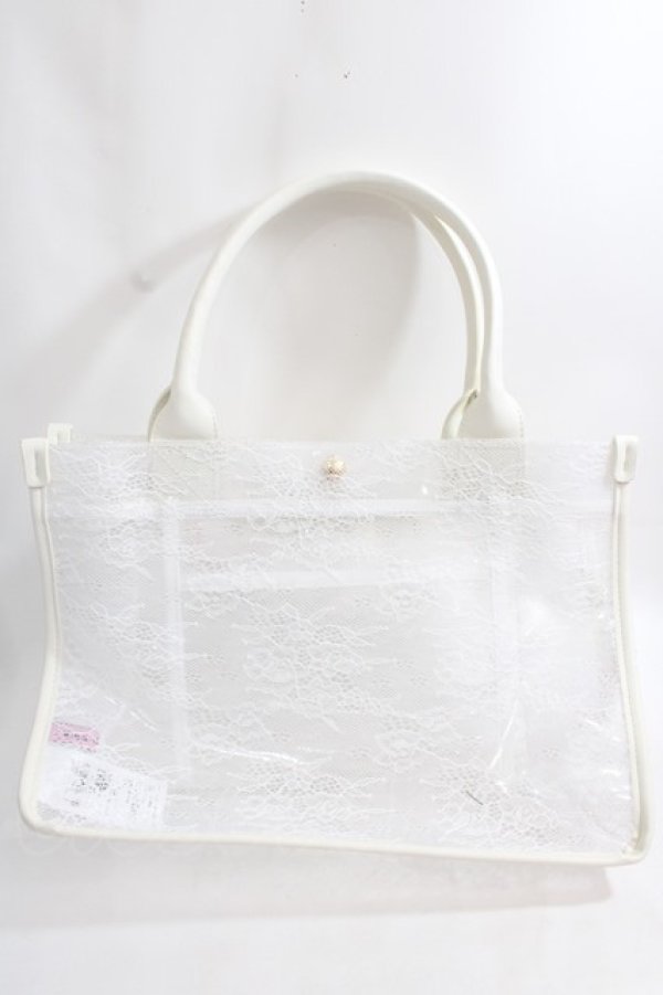 画像2: Maison de FLEUR / レースクリアスクエアトートバッグ F アイボリー Y-24-06-27-088-LO-BG-SZ-ZT-K012 (2)