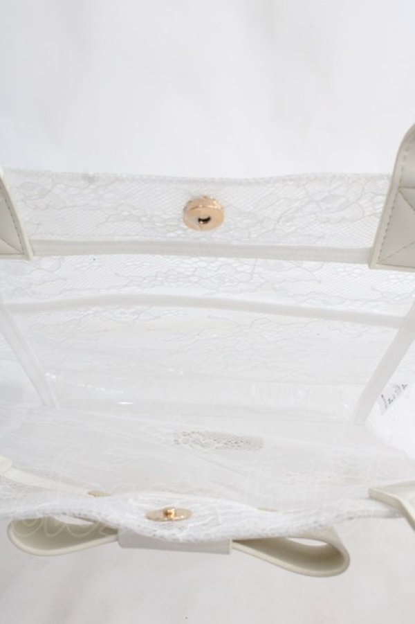 画像3: Maison de FLEUR / レースクリアスクエアトートバッグ F アイボリー Y-24-06-27-088-LO-BG-SZ-ZT-K012 (3)