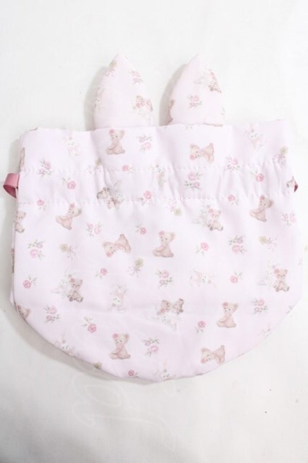 画像1: Maison de FLEUR / ラビット巾着 F ピンク Y-24-06-27-012-LO-ZA-SZ-ZT-K015 (1)