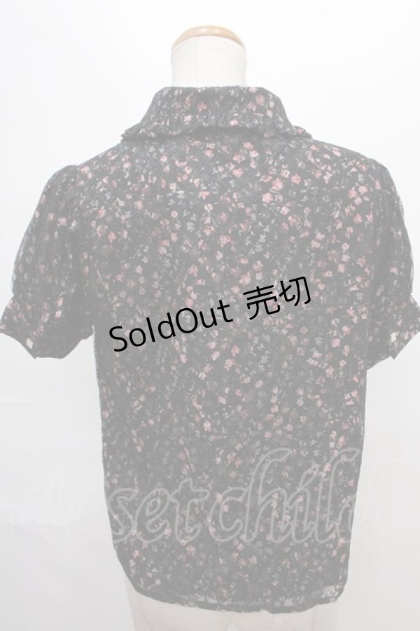 画像2: axes femme POETIQUE / フラワープリント×レースブラウス M 黒 Y-24-07-10-051-AX-BL-SZ-ZI (2)