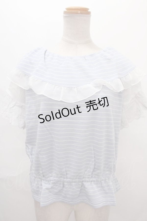 画像1: axes femme / 前後2wayオフショルプルオーバー M サックス Y-24-07-10-070-AX-TO-SZ-ZT390 (1)