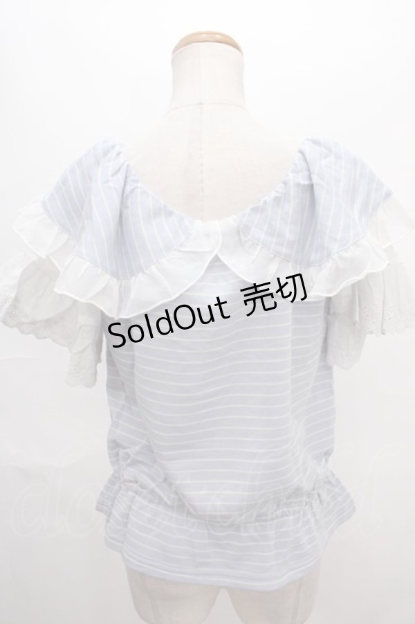 画像2: axes femme / 前後2wayオフショルプルオーバー M サックス Y-24-07-10-070-AX-TO-SZ-ZT390 (2)