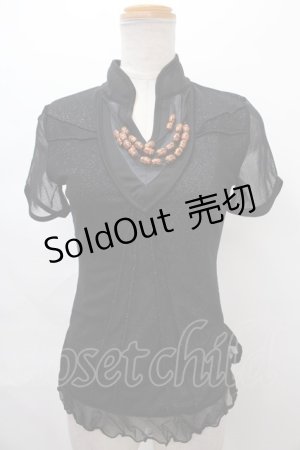 画像: Ozz On / ラメ系メッシュ重ねトップス  黒 Y-24-07-15-115-OO-TO-SZ-ZS