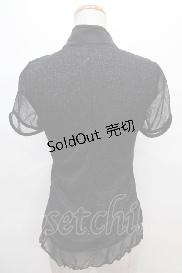 画像2: Ozz On / ラメ系メッシュ重ねトップス  黒 Y-24-07-15-115-OO-TO-SZ-ZS (2)