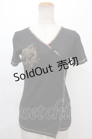 画像: Ozz On / 龍刺繍チャイナトップス  黒 Y-24-07-15-124-OO-TO-SZ-ZS