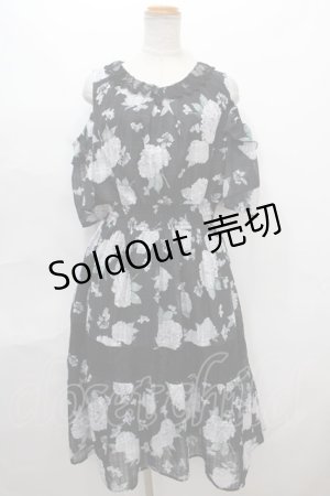 画像: axes femme / 紫陽花柄ロングワンピース M 黒 Y-24-07-17-136-AX-OP-SZ-ZT223