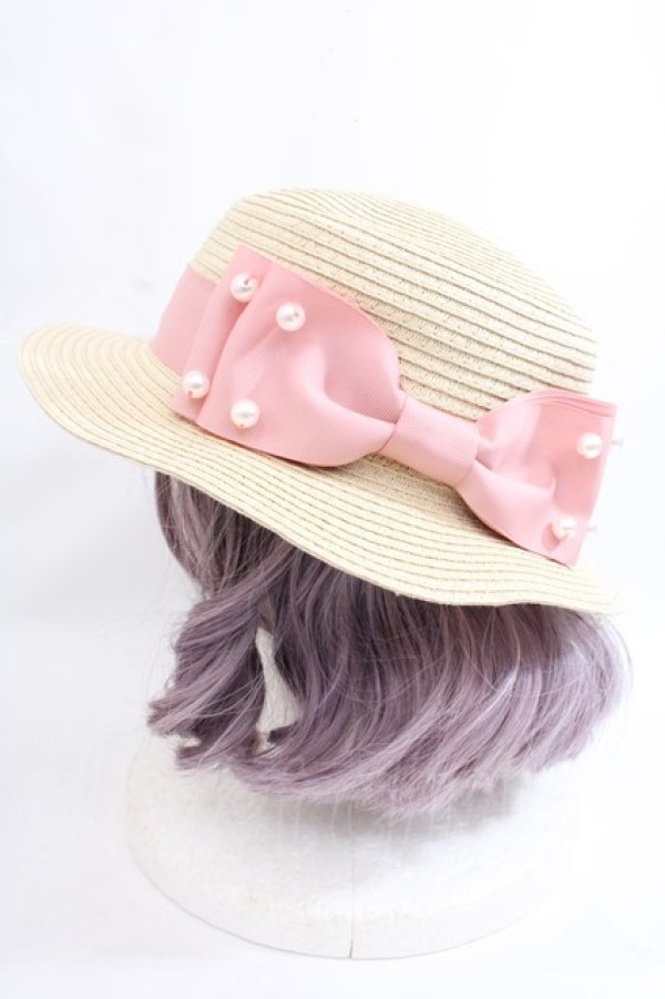画像2: m petit by misako / TT*AMPLリボンカンカン帽 57.5cm 中薄橙 Y-24-08-01-051-LO-AC-SZ-ZT308 (2)