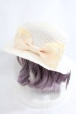 画像2: m petit by misako / AMPLリボンカンカン帽 57.5cm 中白 Y-24-08-04-051-LO-AC-SZ-ZT308 (2)