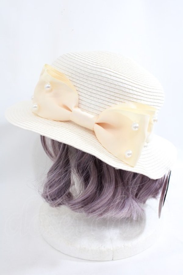画像2: m petit by misako / AMPLリボンカンカン帽 57.5cm 中白 Y-24-08-04-051-LO-AC-SZ-ZT308 (2)