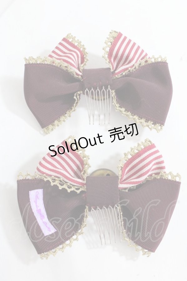 画像2: Angelic Pretty / Universityリボンコーム  ワイン Y-24-08-04-010-AP-AC-SZ-ZY (2)