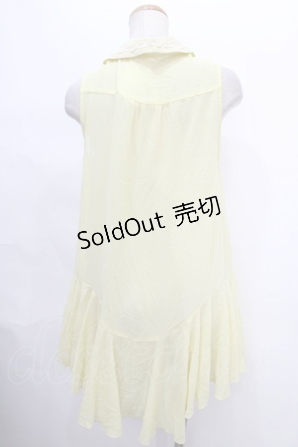 画像2: axes femme / 刺繍入襟付チュニック M イエロー Y-24-08-04-096-AX-OP-SZ-ZI (2)