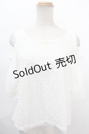 画像: axes femme POETIQUE / 肩あきパフ袖総レースプルオーバー M 白 Y-24-08-04-133-AX-TO-SZ-ZT415
