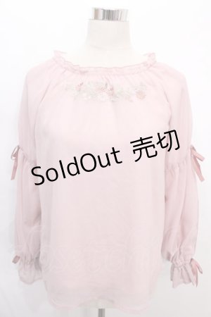 画像: axes femme / フェザー×花刺繍トップス M ピンク Y-24-08-04-165-AX-TO-SZ-ZI