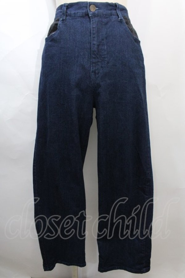 画像1: axes femme / フラッシャー付デニムパンツ L インディゴ Y-24-08-07-120-AX-PA-SZ-ZT281 (1)